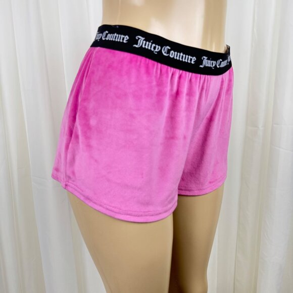 NWOT Juicy Couture Velour Velvet Fleece Bling Shorts Sleepwear MD Pink Spell Out - Picture 5 of 8
